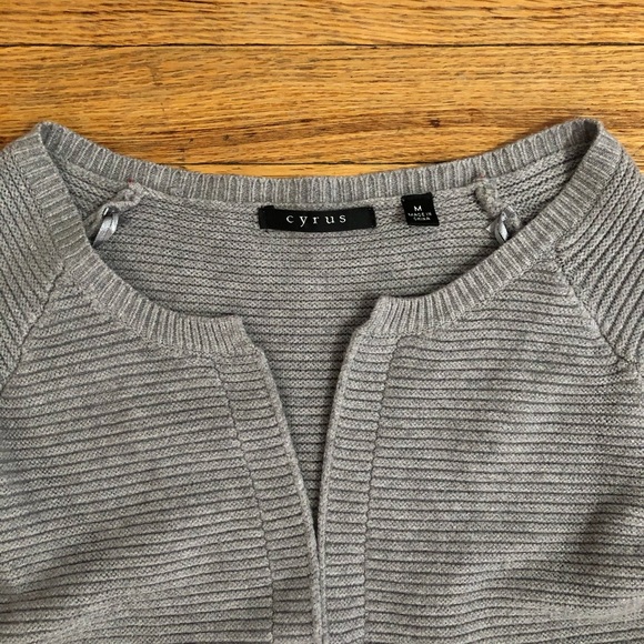 Cyrus Grey Ribbed Open Front Cardigan - Picture 4 of 5